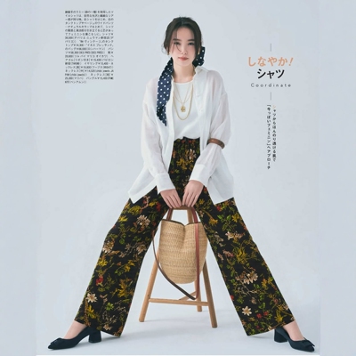 进店苾败~MO家 進口环保料~莱赛尔+亚麻度假风植物印染宽松直筒裤