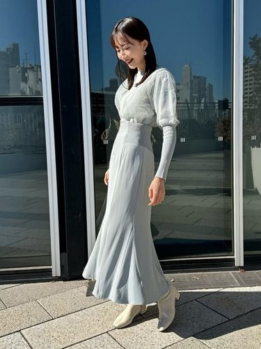 绑带开叉罗纹高腰撩人鱼尾半身裙