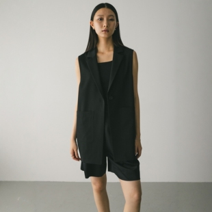 裸舒 Monica衣柜单品 轻盈 干爽 翻领一粒扣马夹 STY1EM1XER