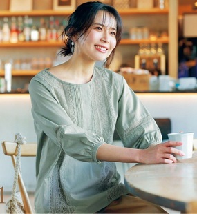 温柔静雅魅力 女人味优雅百搭蕾丝花边刺绣清凉舒适纯棉百搭衬衫