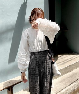 衬衫 人气百搭单品 宽廓长袖 微甜气球灯笼褶边袖 穿出华丽松弛氛围