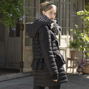 3.3W+稀罕高端 冬日年轻都市系列！甜美荷叶下摆连帽中长款羽绒服