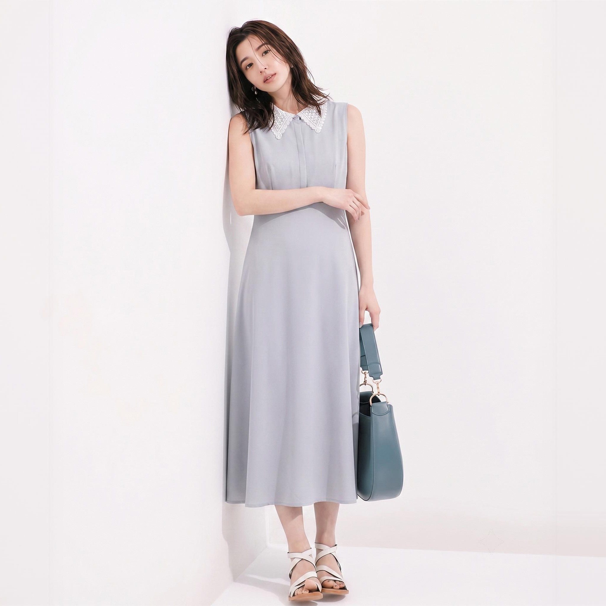 曼妙曲线~千金线N家 精致女人味 太美了！蕾丝领收腰无袖连衣裙
