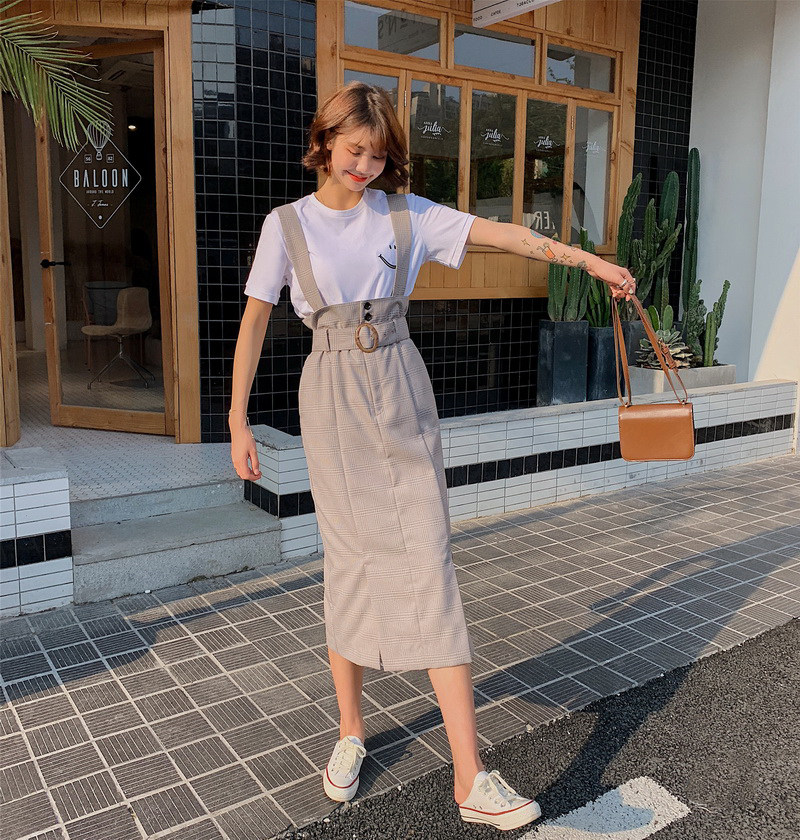 【限时大促】n@no 职场淑女 通勤好质感可拆卸背带2way开衩半身裙