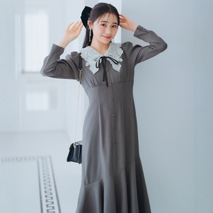 可拆刺绣花瓣领 展现婀娜身姿 斜裁鱼尾摆收腰连衣裙 will家 1.8w