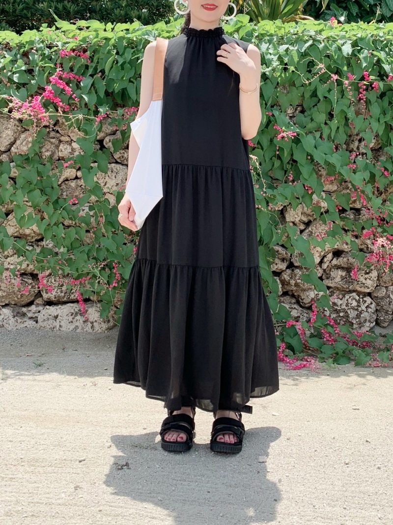 限促8折！MO+21夏  巨显瘦 知性优雅层次拼接连衣裙+裹胸两件套装