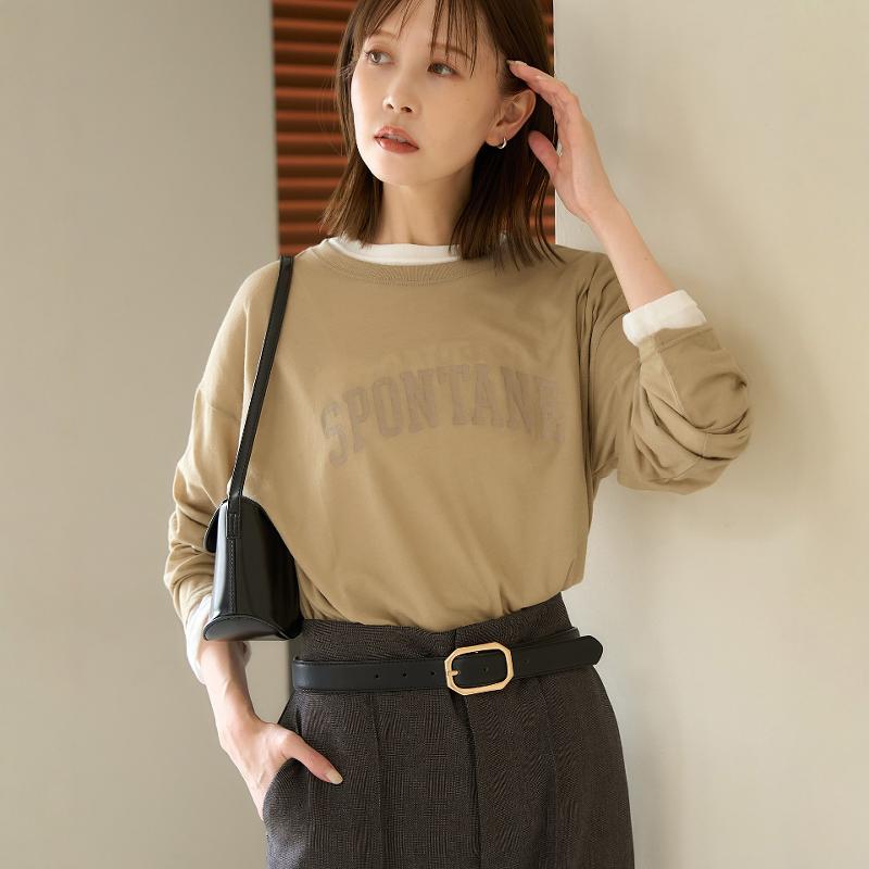 徽标字母液氨棉叠穿经典圆领T恤