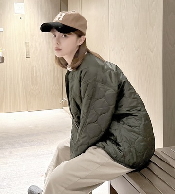 葫芦花绗缝轻薄保暖棉衣外套