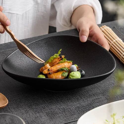 创意三角陶瓷水果沙拉家用餐具日式大碗餐盘ins风菜盘甜品深盘子
