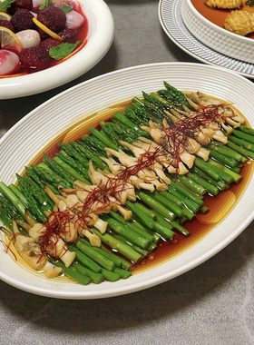 创意盘子餐盘陶瓷汤盘薯条家用商用盘釉下彩炒菜盘虾水饺高级感