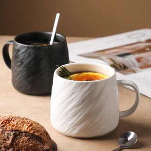 简约石纹马克杯陶瓷杯水杯家用咖啡杯高级感白色杯子办公室泡茶杯