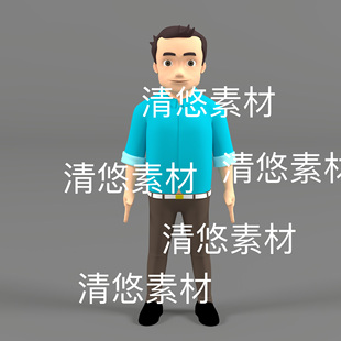 四边面c4d人物形象卡通中年大叔fbx格式 非实物E133 obj男文件