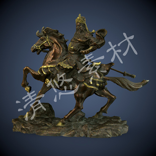横刀立马关公雕像3dmax fbx obj关羽骑马模型古代人物 781 c4d