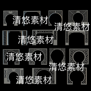 obj格式 3dmax c4d fbx 非实物D231 古风月洞门拱门隔断花格文件