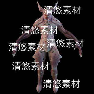怪物兽人守护神骨骼绑定动作文件 非实物B633 fbx格式 四边面c4d