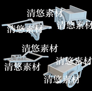 c4d obj格式 古代板车独轮推车木车文件 非实物B274 fbx