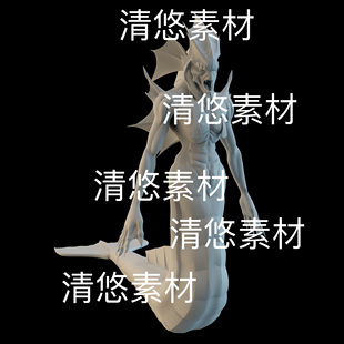c4d obj格式 水下鱼怪人鱼鲛人传说生物怪物3D文件 非实物D749 fbx