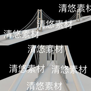 3ds格式 c4d fbx obj 非实物B524 现代桥梁大桥悬索桥场景文件