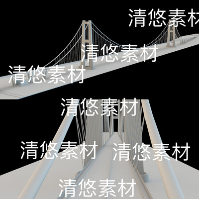 c4d fbx obj 3ds格式现代桥梁大桥悬索桥场景文件 非实物B524