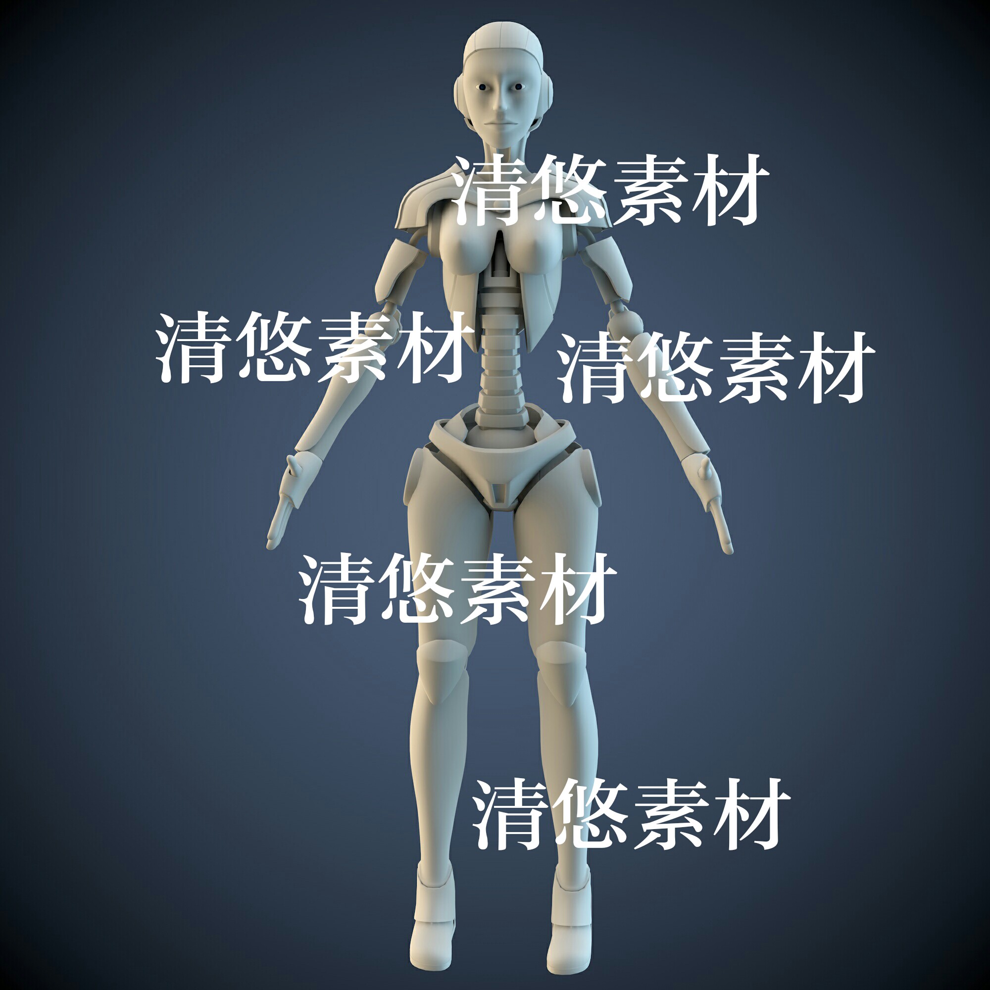 maya c4d fbx obj科幻仿人女性机器人物文件模型 非实物A753