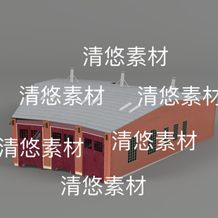 欧式 c4d fbx obj格式 非实物D664 建筑养殖房子马房牛房模型文件