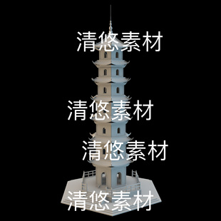 古代塔楼宝塔建筑文件 3dmax 非实物B789 中式 obj格式 c4d fbx