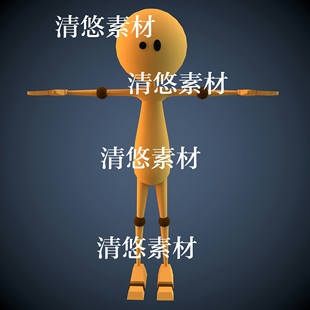 fbx骨骼绑定卡通木偶小黄人模型文件 非实物A517 c4d 3dmax