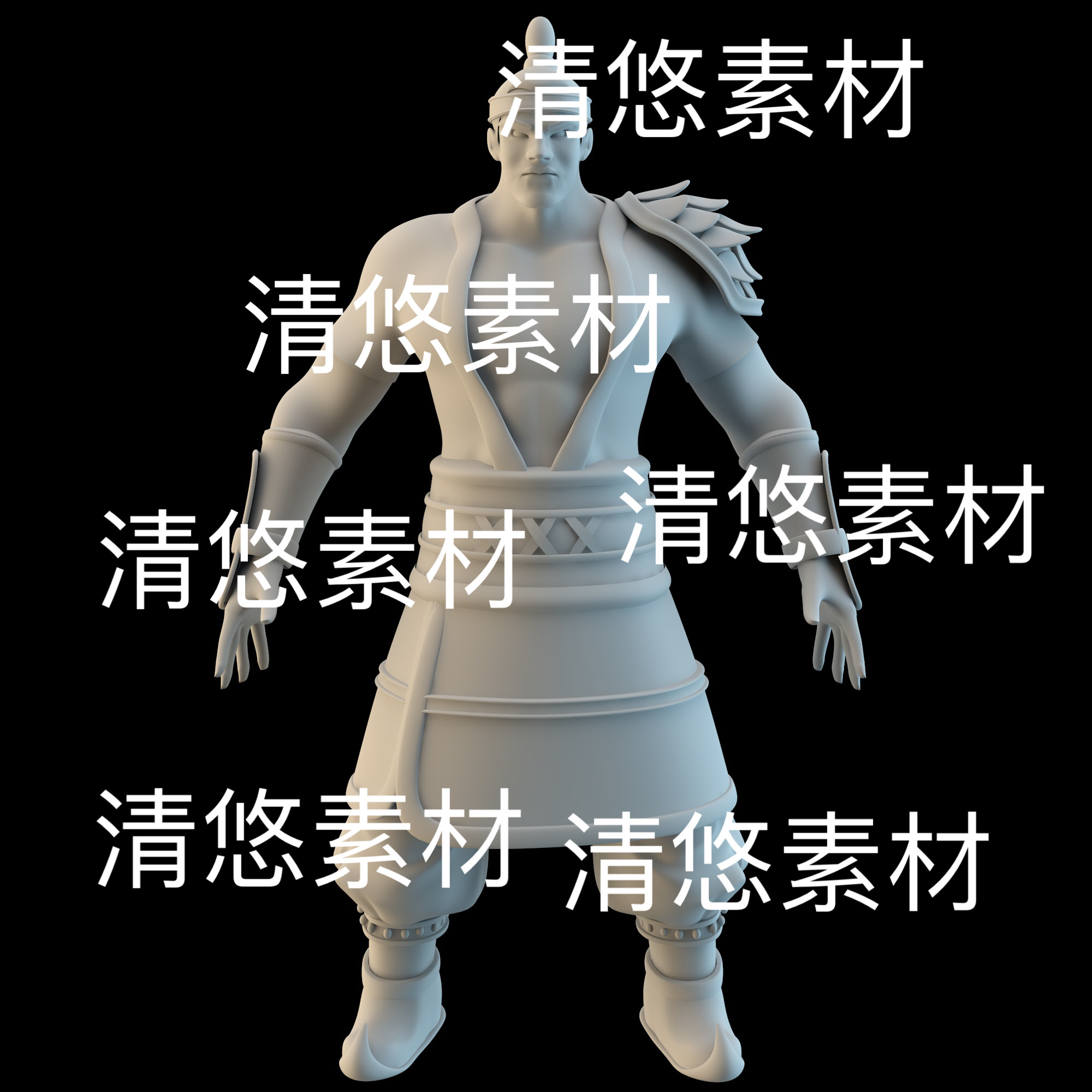 3dmax c4d fbx obj格式古装壮汉勇士铁匠人物模型文件 非实物D54