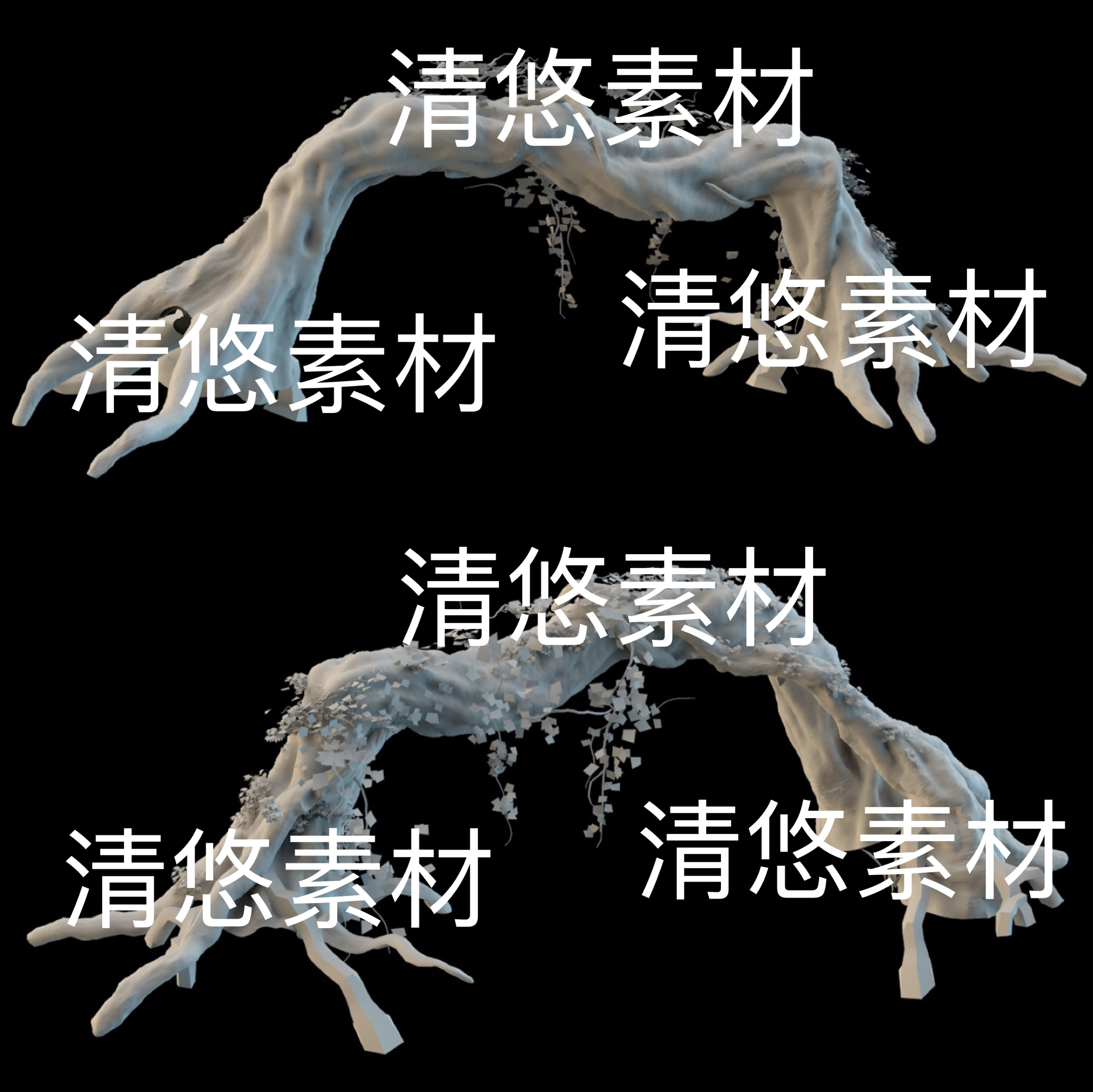 3dmax c4d fbx obj 3ds格式古风植物树门场景装饰文件 非实物B552