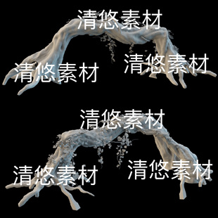 obj fbx c4d 非实物B552 古风植物树门场景装 饰文件 3ds格式 3dmax