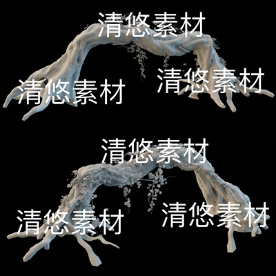 3dmax c4d fbx obj 3ds格式古风植物树门场景装饰文件 非实物B552