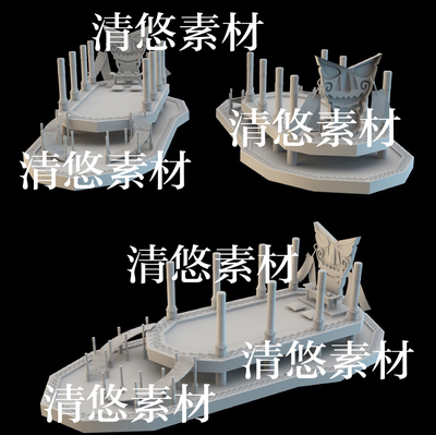 maya c4d fbx obj格式古风祭台祭台石台建筑模型文件 非实物B50