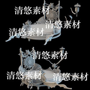 结婚婚庆台文件 3dmax 非实物B247 古风中式 obj格式 c4d fbx
