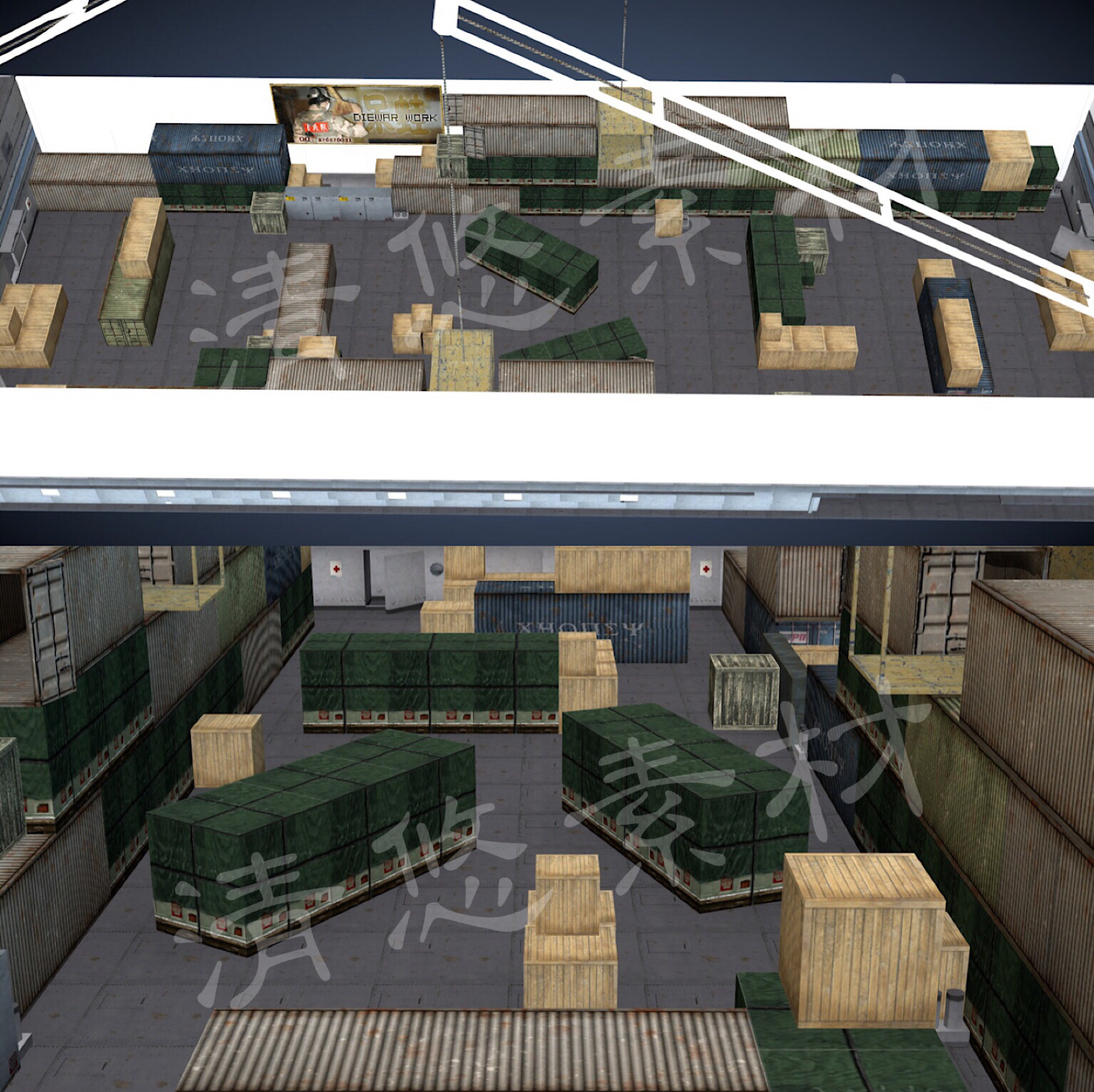 简模cf穿越火线运输船射击游戏地图场景3dmax c4d fbx obj文件907
