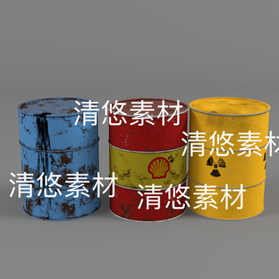 c4d fbx obj格式次时代PBR汽油桶铁桶模型文件 非实物D678