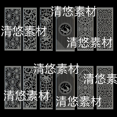 6个 3dmax c4d fbx obj格式古风中式古典花格隔断文件 非实物B479