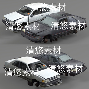 废旧报废战损小车文件 高模写实c4d 3ds格式 obj 非实物B943 fbx