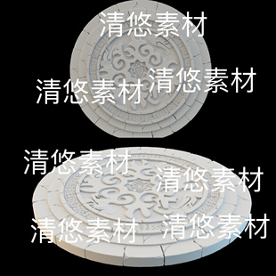 3dmax c4d fbx obj格式古风地花石盘花纹传送阵文件 非实物D143