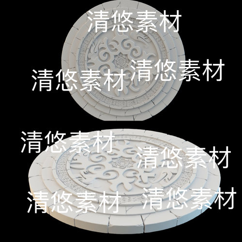 3dmax c4d fbx obj格式古风地花石盘花纹传送阵文件 非实物D143