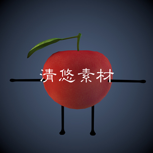 fbx格式 模型带骨骼绑定非实物A205 c4d 小苹果水果人卡通角色maya