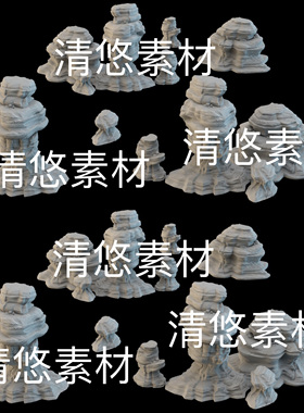 3dmax c4d fbx obj格式沙漠戈壁风石沙石场景装饰文件 非实物B729