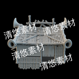 obj格式 3dmax c4d fbx 非实物E48 卡通小屋古风乡村农家竹屋文件