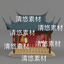 3dmax c4d fbx obj格式古建筑戏台舞台模型文件 非实物D963