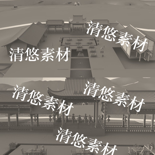 现代仿古建筑房子戏台舞台场景3dmax c4d fbx obj模型 非实物A630
