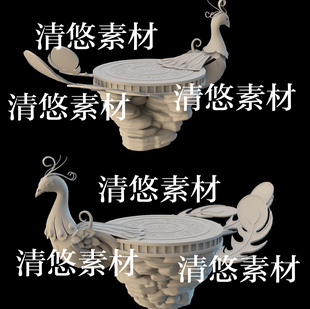 obj格式 3dmax c4d fbx 非实物B149 仙幻古风浮岛圆台石台文件