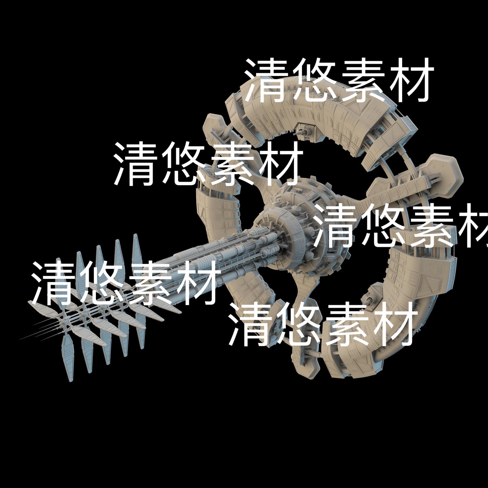 c4d fbx obj格式科幻太空飞船传送门空间站模型文件 非实物D878