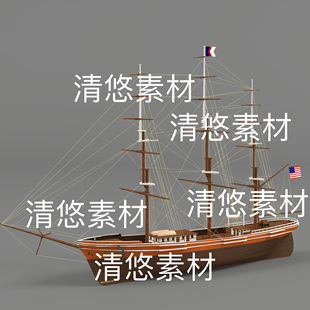 c4d obj格式 古代中世纪美国航船木船货船低模文件 非实物D630 fbx