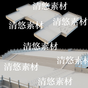 obj格式 3dmax c4d fbx 非实物B223 古风台子底座地形围栏场景文件