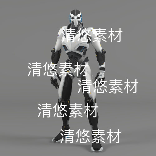 科幻机甲c4d fbx格式机器人兵人骨骼绑定动作3D文件 非实物D995