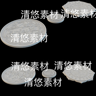 obj格式 3dmax c4d fbx 非实物B585 仙侠古风法阵圆盘石台花纹文件